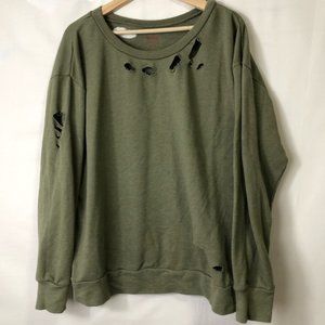 MOSSIMO Green Ripped Sweatshirt Size XL So Soft
